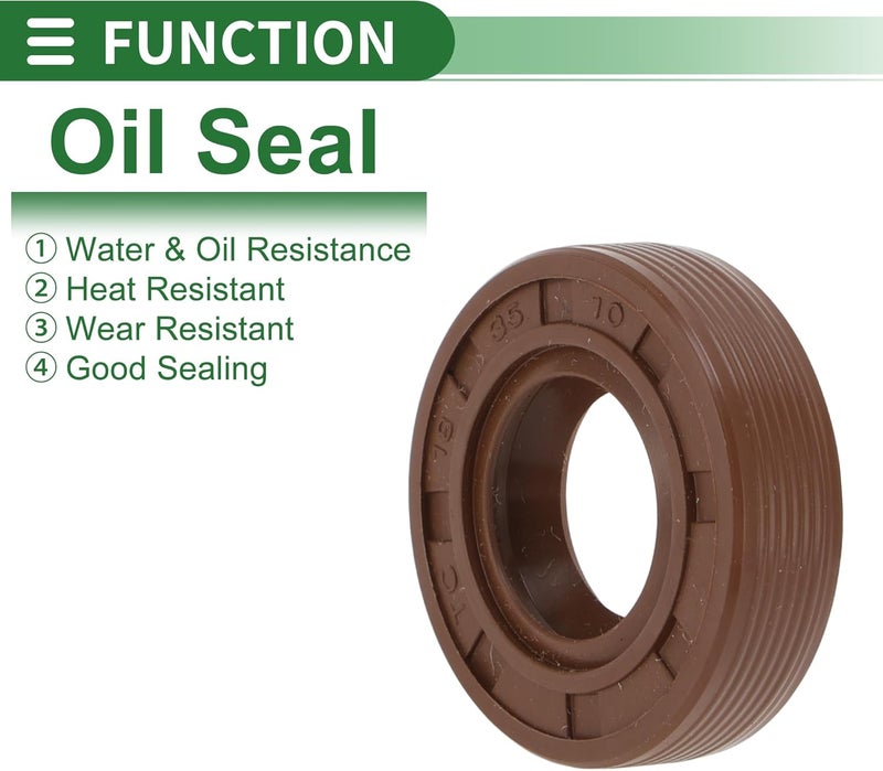 Partuto Universal Oil Seal TG4 Lip Seal Ring Rotary Shaft Seal 18x35x10mm High Pressure FKM Rubber Brown 5 Pcs - Image 3